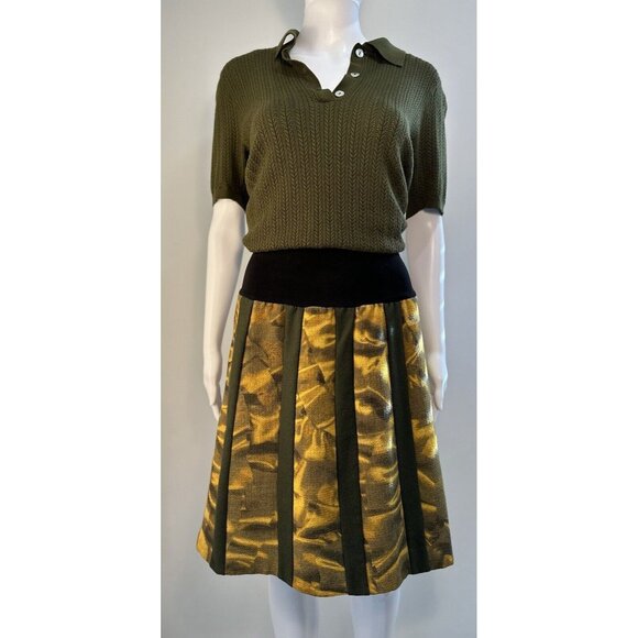 Y2K  EVA GERMAIN PARIS Unique Pattern black elastic High Waisted Skirt France - Picture 7 of 16